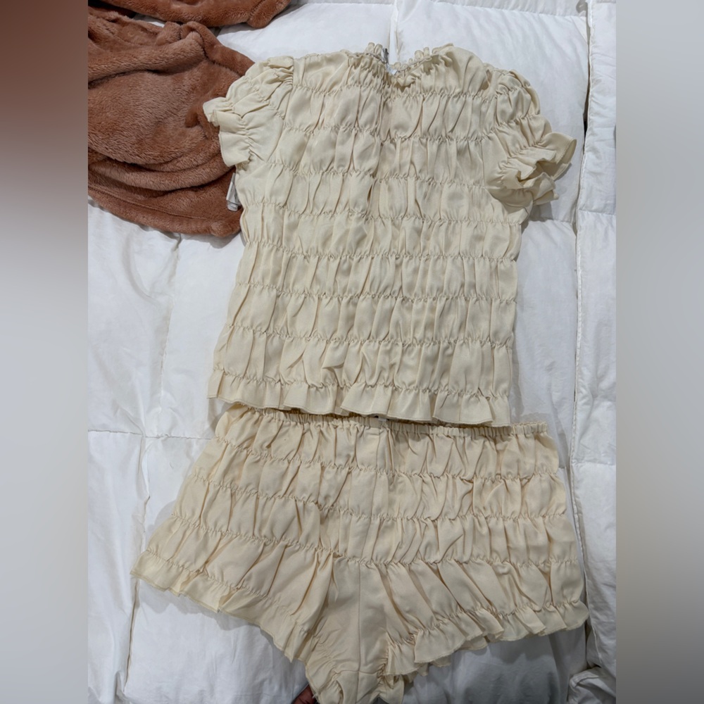 MORE TO COME Clothing Cream Ruched Fabric